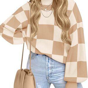 Women's 2025 Fall Fashion Turtleneck Long Sleeve Striped Ribbed Knit Loose Pullo